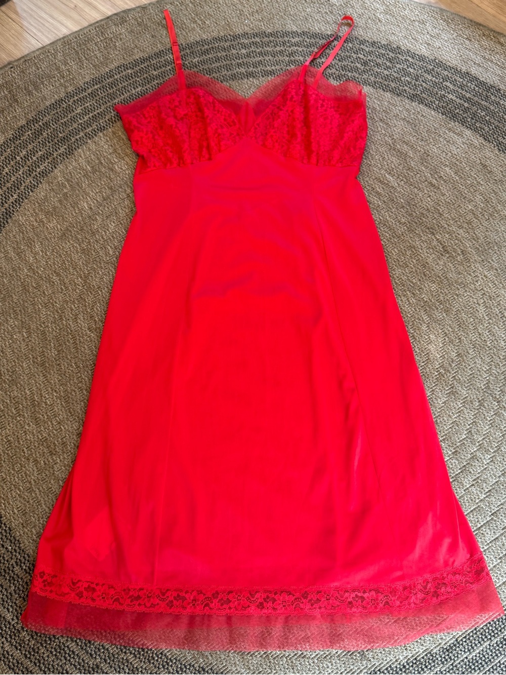 Vtg Van Raalte Red Opaquelon Nylon Full Slip 7908A Lace Size 40 PinUp 1950s - Picture 11 of 16